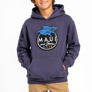 Maui and Sons Boys Purple Shark Graphic Hoodie Size 10/12 Pullover Sweatshirt